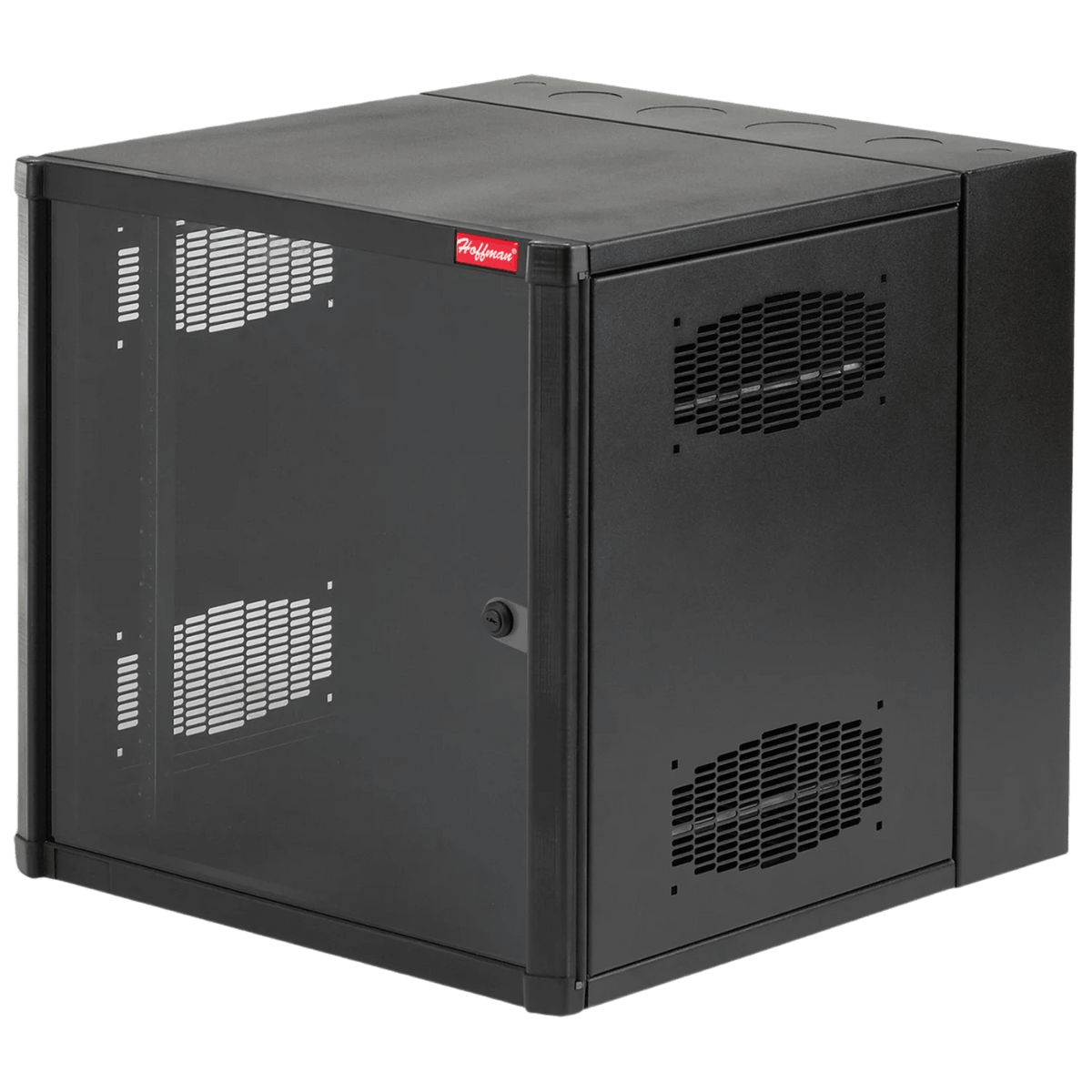 Gabinete AccessPlus de 12 UR Montaje en Pared de 19in, Rieles Numerados y Roscados #10-32, Puerta con Ventana de Seguridad, 600 mm de Ancho, 762 mm de Profundidad, 12 UR, Color Negro