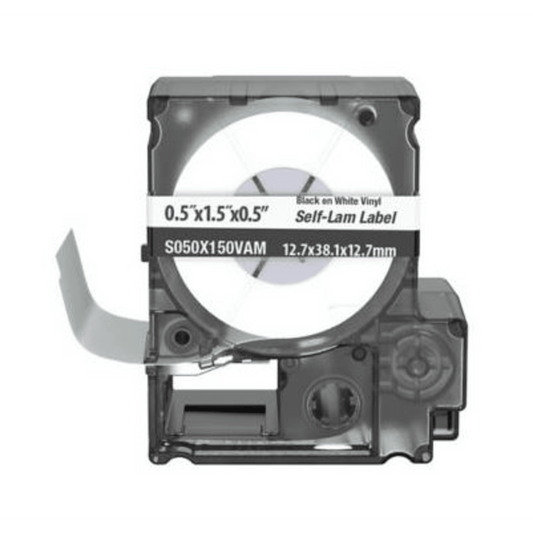 Casete de 175 Etiquetas Autolaminadas de 12.7 x 38.1 mm (0.5 x 1.5 pulgadas), para Cables de 4 a 8.1 mm (0.16 a 0.32 pulgadas) de Di�metro, �rea de Impresi�n Color Blanco
