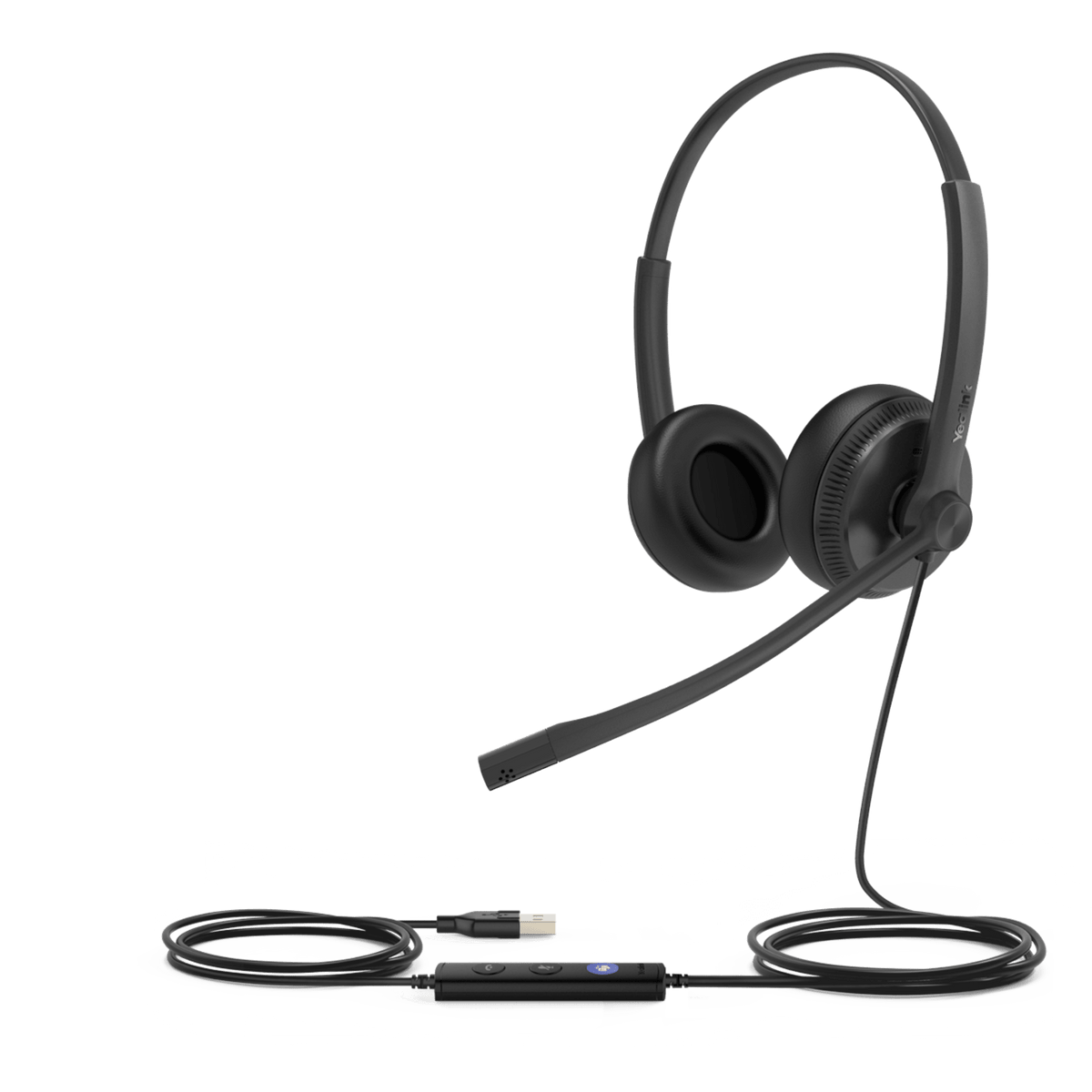 Diadema USB Alámbrica Yealink UH34 Dual Teams C/ Almohadillas de Cuero Compatible con Teléfonos IP Yealink y Computadoras