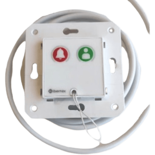 Módulo Asistencial para Hospital de Empotrar IP67 / Material ABS Antimicrobiano / Botón Cancelación / Indicador Luminoso de Alarma y Presencia / RS485 / Compatible Cajas Europeas y Americanas