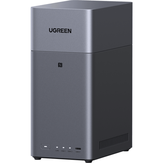 NAS UGREEN NASync DH2300 / Procesador RK3576 / 4GB  / 32GB eMMC / 2 Bahías SATA / JBOD-Basic-RAID 0-RAID 1 / Puerto HDMI 4K / 1 GbE / USB 3.2 Gen 1 Type-C / Detección NFC