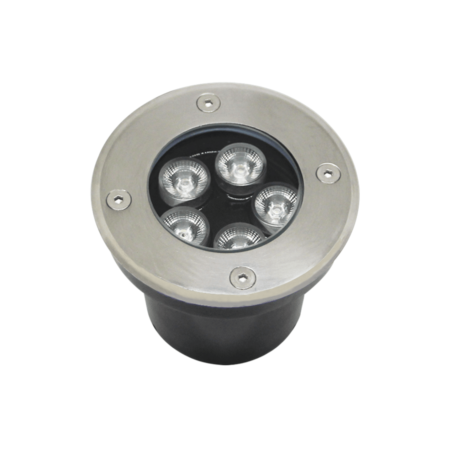 Luminario Empotrar en Piso / Uso en Exterior IP66 / Multivoltaje 110-240V~ 60Hz / Temperatura de Color 6500K  / Ángulo de Luz 36° / Aleación de Aluminio y Vidrio Templado / No Dimeable
