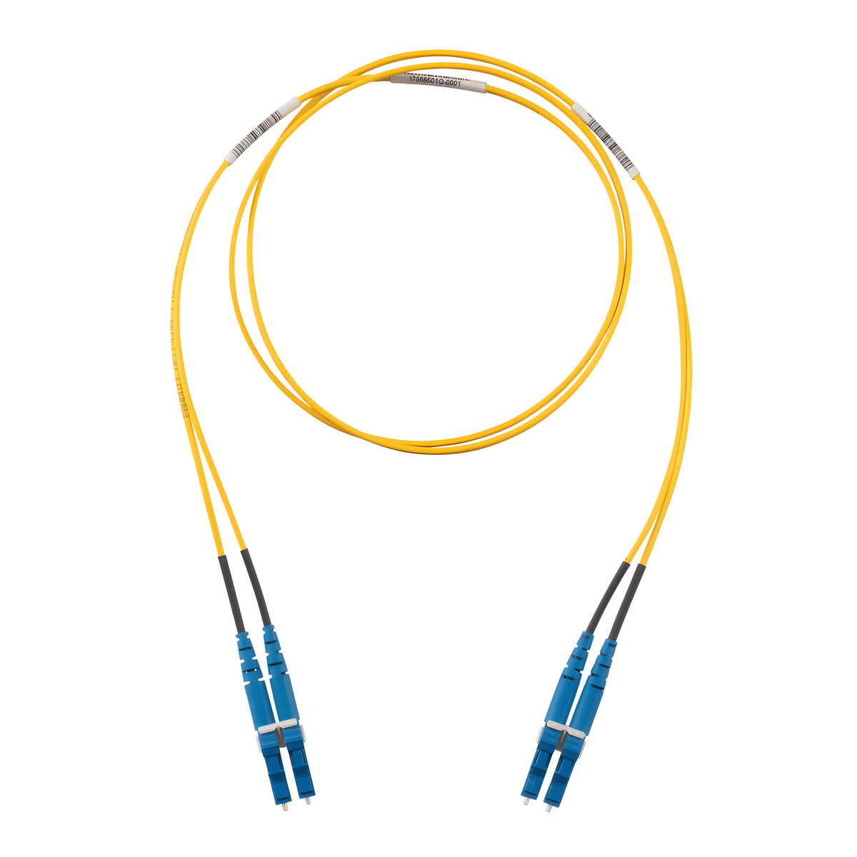 Jumper de Fibra Optica Monomodo 9/125 OS2, LC-LC Duplex, LSZH (Cero Halógenos), Color Amarillo, 1 Metro (3.28 Pies)