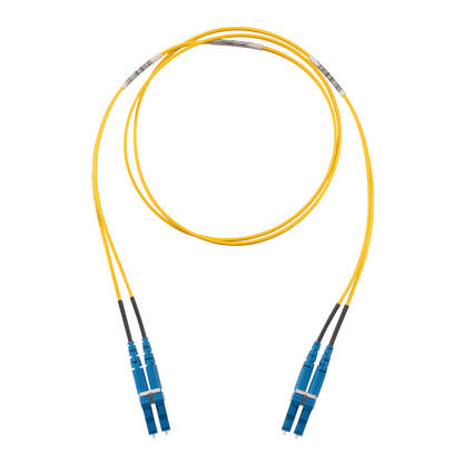 Jumper de Fibra Optica Monomodo 9/125 OS2, LC-LC Duplex, LSZH (Cero Halógenos), Color Amarillo, 1 Metro (3.28 Pies)