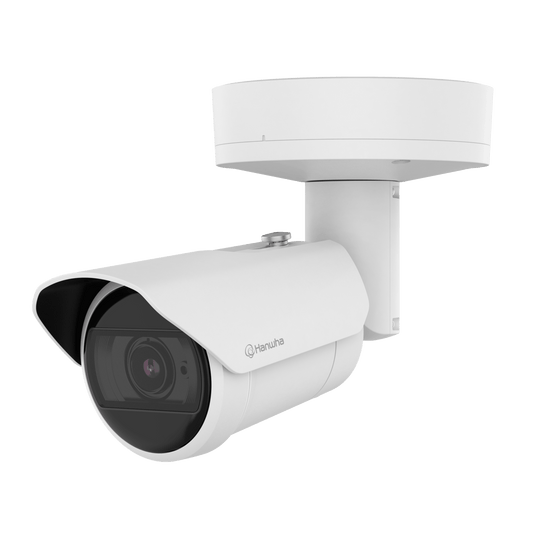 Camara Bullet IP IA 8MP / Zoom Varifocal Motorizado 4.4-9.3mm (2.1x) / Inteligencia Artificial Persona-Vehiculo-Placa / WDR 120dB / IP67 IK10 / WiseIR 40m / PoE