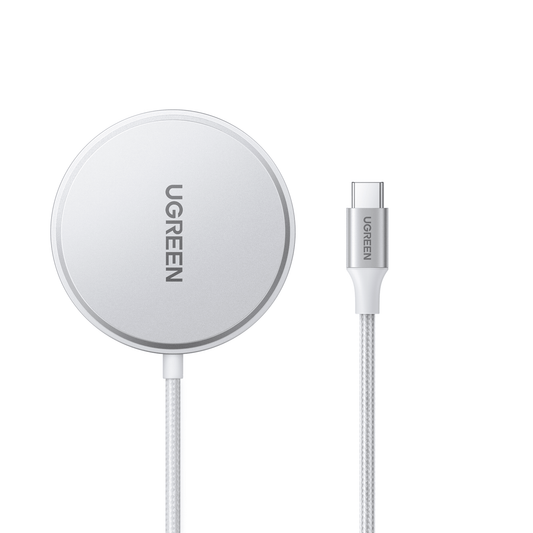 Cargador Inalámbrico Magnético 15W / Protocolo Qi 2 / USB-C 9V 2.2A / Eficiencia 83% / Protección Multinivel / Material PC+ABS+Aleación Aluminio / Cable 1.5m