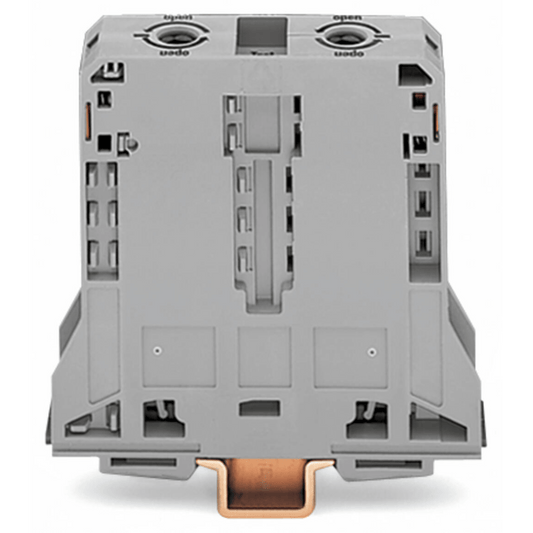 Borna de Paso para Corrientes Elevadas, 95 mm², POWER CAGE CLAMP, 2 Puntos de Conexión, 232 A, 1000 V, Montaje Carril DIN 35x15, Gris