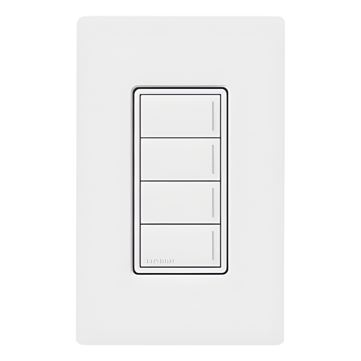 Botonera híbrida Sunnata de 4 botones, dimmer y teclado integrados en un solo dispositivo, para sistema RadioRA 3