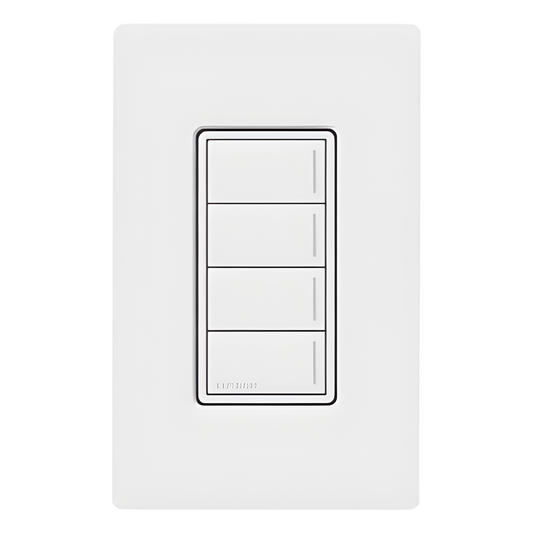 Botonera híbrida Sunnata de 4 botones, dimmer y teclado integrados en un solo dispositivo, para sistema RadioRA 3