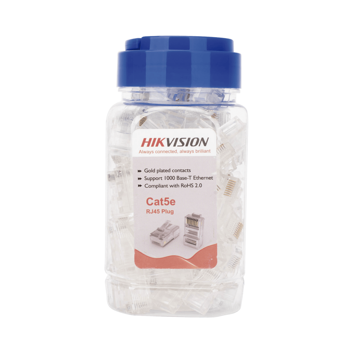 Bote con 100 Piezas de Plug Modular RJ45 / Cat 5e / Chapado en Oro a 15 Micras / Sin Blindaje / Facil Instalaci�n / Uso Interior / Soporta Norma TIA-568B / Cumple con RoHS 2.0