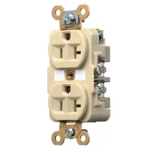 Contacto Dúplex 20 A 125 V / 2 Polos 3 Hilos / Color Marfil /Nema 5-20R /Grado Industrial.