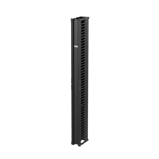 Organizador Vertical CableTek, Sencillo (Solo Frontal), Para Rack Abierto de 45 Unidades, 6 in de Ancho, Color Negro
