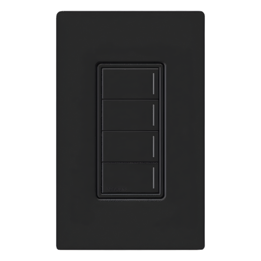 Botonera híbrida Sunnata con dimmer integrado, 4 botones, para RadioRA 3, color negro