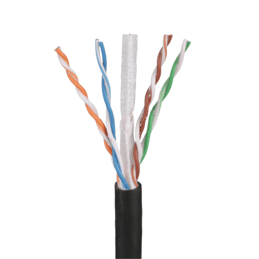 Bobina de Cable UTP de 4 Pares OSP (Planta Externa), Cat6 de Rango Extendido, 22 AWG, Color Negro, 305 Metros (1000 Pies).
