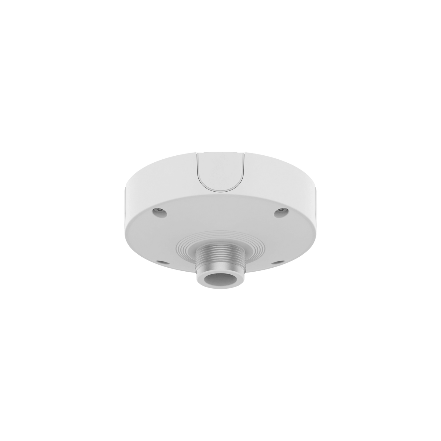 Base de Montaje para Techo SBP-180CMB / Aluminio / Color Blanco RAL9003 / Diámetro 180 mm / Peso 970 g / Tornillo TR30 / Orificio Conduit 19.1 mm / Compatible con Múltiples Modelos Hanwha