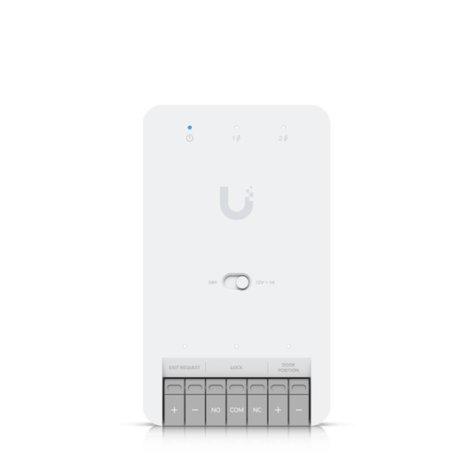 Centro de Control de Acceso Compacto Ubiquiti UniFi / Terminal de Bloqueo 12V / Entradas Adicionales Sensor y Botón / Alimentación PoE++ / Conexión para Dos Lectores o Cámaras / Uso Interior
