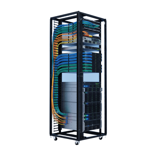 Organizador Vertical de Cables Rack 45 UR / Acero Negro / Sección 95x208 mm / Capacidad 726 Cables / Fijación Flecha 1.75 pulg