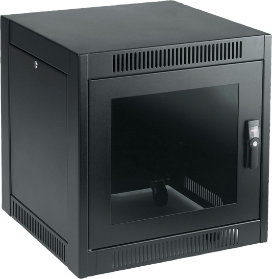Gabinete SOHO para Oficinas Pequeñas y Home Office, 700 x 600 x 900 mm, Acero Negro, 11U, Ruedas, Sistema de Enfriamiento Pasivo, Puertas con Cerradura, Paneles Laterales Extraíbles