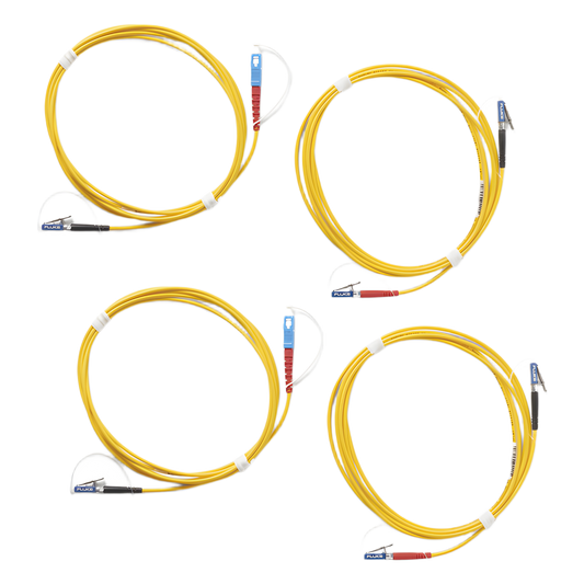 Kit de Cables de Referencia de Comprobación Monomodo CertiFiber Pro, Para Fibras con Conectores LC (2 SC/LC Metálico, 2 LC/LC Metálico), de 2 Metros (6.56 Pies)