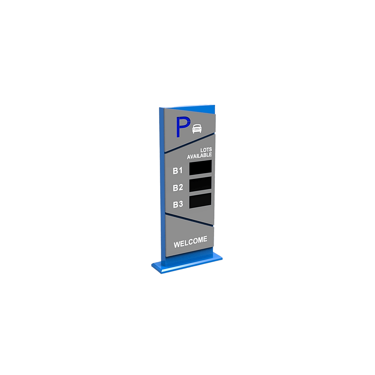 Pantalla Principal de Guía de Estacionamiento / 3 Módulos / Mensaje de Bienvenida / Uso con Aplicación de Guía de Estacionamiento