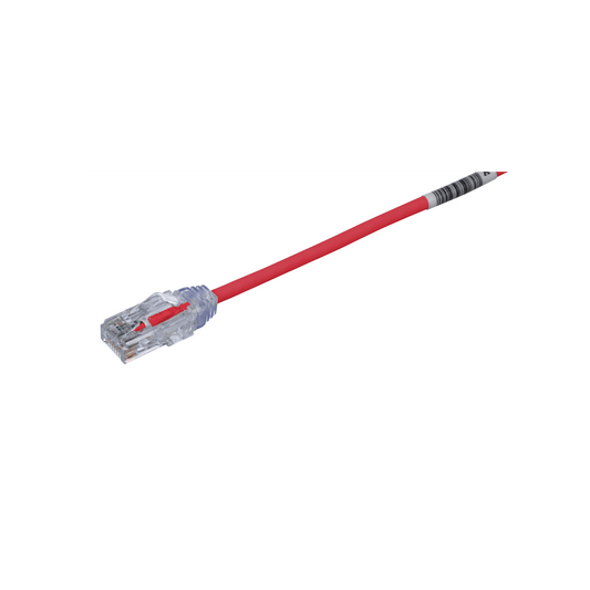 Cable de Parcheo TX6, UTP Cat6, Di�metro Reducido (28AWG), Color Rojo, 6.1 Metros (20 Pies)