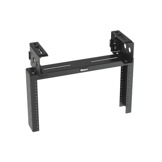 Rack de Distribución Aéreo de 2 Postes PanZone®, Rieles Roscados #12-24, de 6 UR, Color Negro