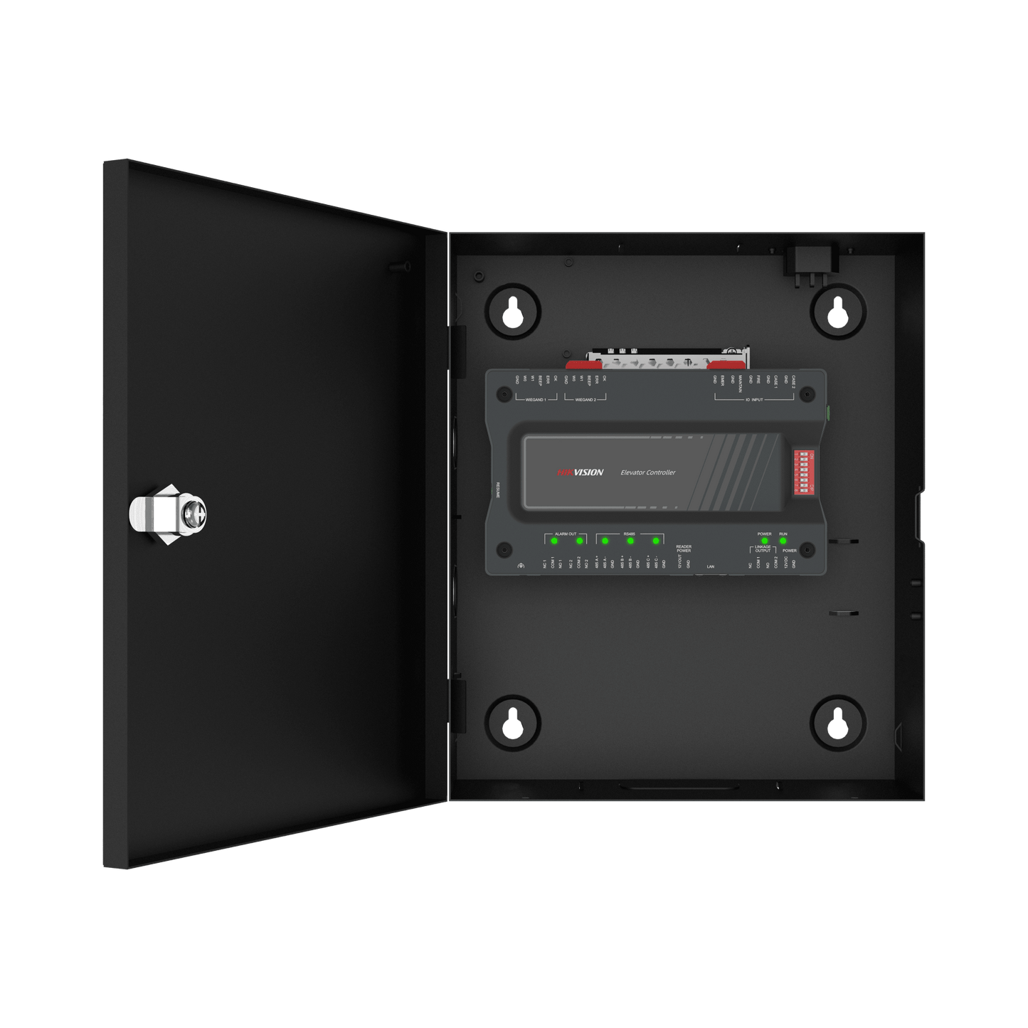 Controlador MAESTRO para Elevadores Administrable en la Nube con HikConnect Teams / Incluye Gabinete y Fuente / Control de Acceso para los pisos de los Elevadores por Huella o Tarjeta / Requiere Licencia