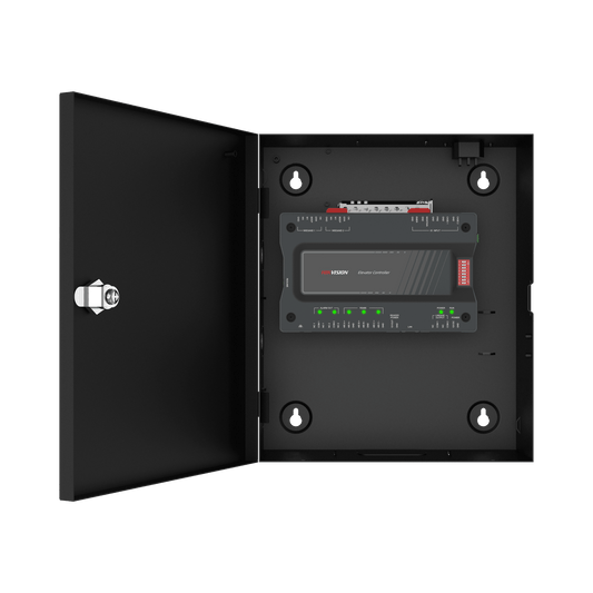 Controlador MAESTRO para Elevadores Administrable en la Nube con HikConnect Teams / Incluye Gabinete y Fuente / Control de Acceso para los pisos de los Elevadores por Huella o Tarjeta / Requiere Licencia