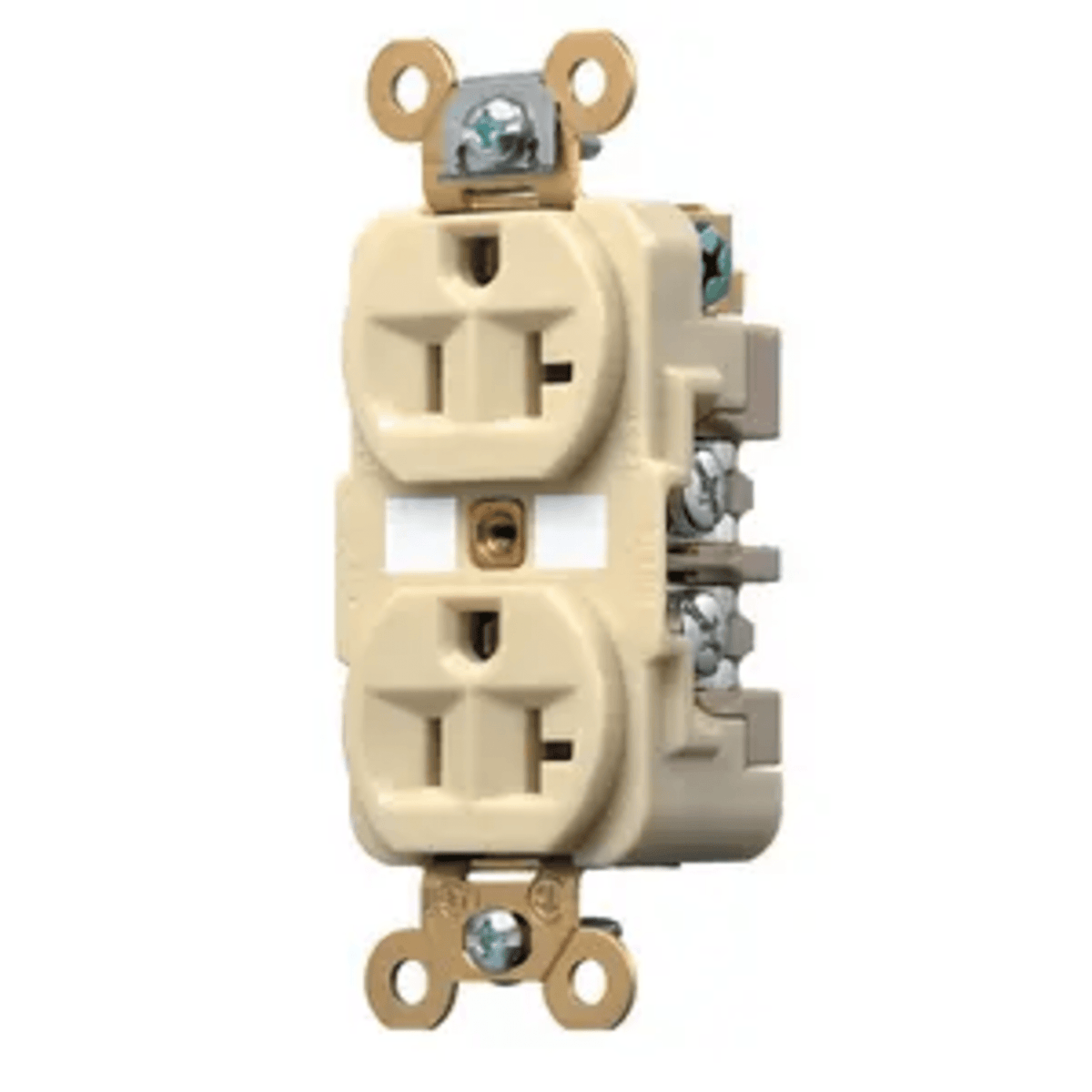 Contacto Dúplex 20 A 125 V / 2 Polos 3 Hilos / Color Marfil /Nema 5-20R /Grado Industrial.