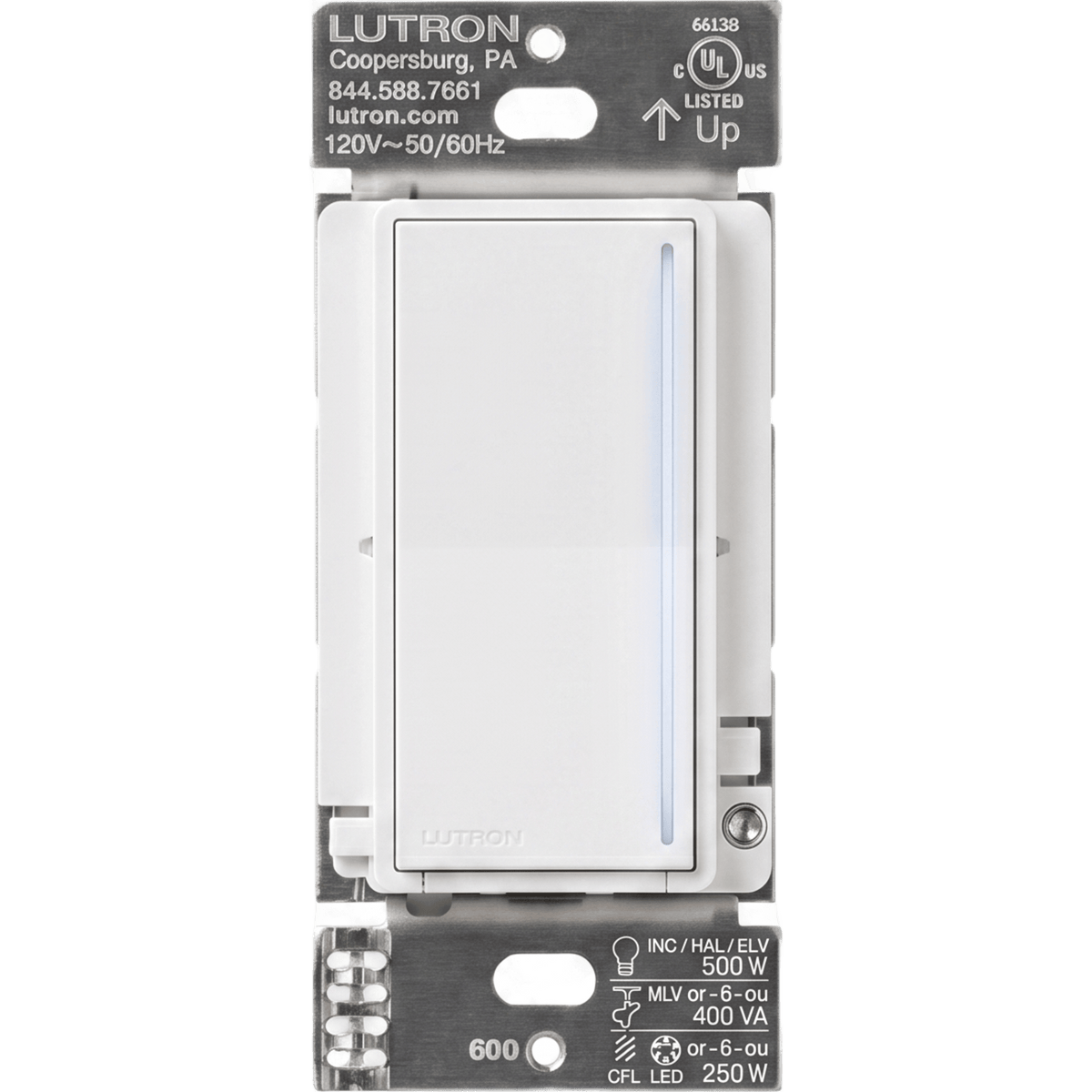 (RadioRa3) Atenuador  táctil Sunnata Dimmer PRO color blanco, requiere cable neutro / soporta 250W LED