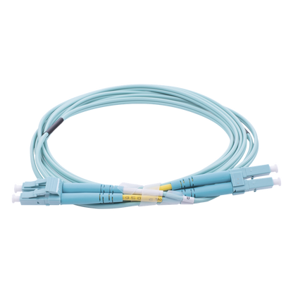 Jumper de Fibra Óptica Multimodo OM3 50/125 LC-LC OFNR (Riser), 2.0 mm, Dúplex, Aqua, 2 Metros (6.56 Pies)