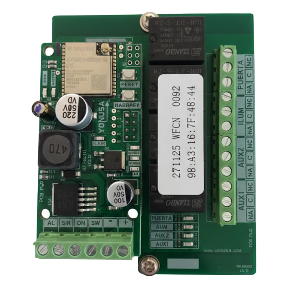 Tarjeta de Comunicación Wi-Fi / Control Remoto de Cercos Eléctricos / Salidas de Relé ON-OFF / Aplicación Yonusa Plus / Configuración WiFi 2.4GHz / 5 Salidas de Control