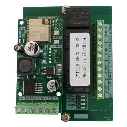 Tarjeta de Comunicación Wi-Fi / Control Remoto de Cercos Eléctricos / Salidas de Relé ON-OFF / Aplicación Yonusa Plus / Configuración WiFi 2.4GHz / 5 Salidas de Control