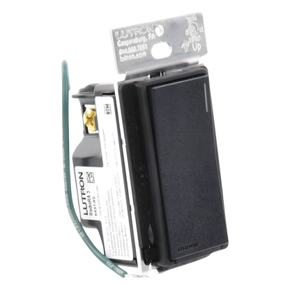 Apagador auxiliar Sunnata de pared para control de 3 vías o escalera, 120 V, compañero cableado del apagador principal del sistema RadioRA 3, color negro mate (Midnight)