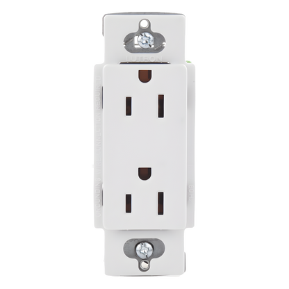 Tomacorriente dúplex 15 A 125 V de la línea Claro y Satin Colors en color Snow, para caja de pared estándar, placa se vende por separado