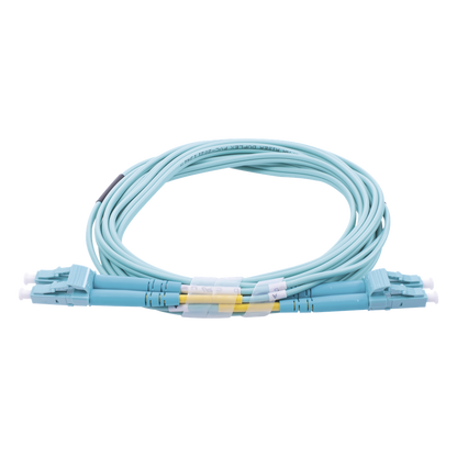 Jumper de Fibra Óptica Multimodo OM3 50/125 LC-LC OFNR (Riser), 2.0 mm, Dúplex, Aqua, 3 Metros (9.84 Pies)