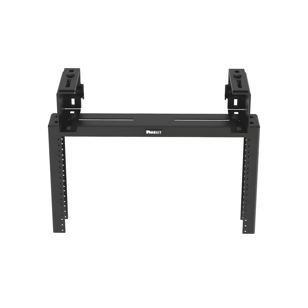 Rack de Distribución Aéreo de 2 Postes PanZone®, Rieles Roscados #12-24, de 6 UR, Color Negro