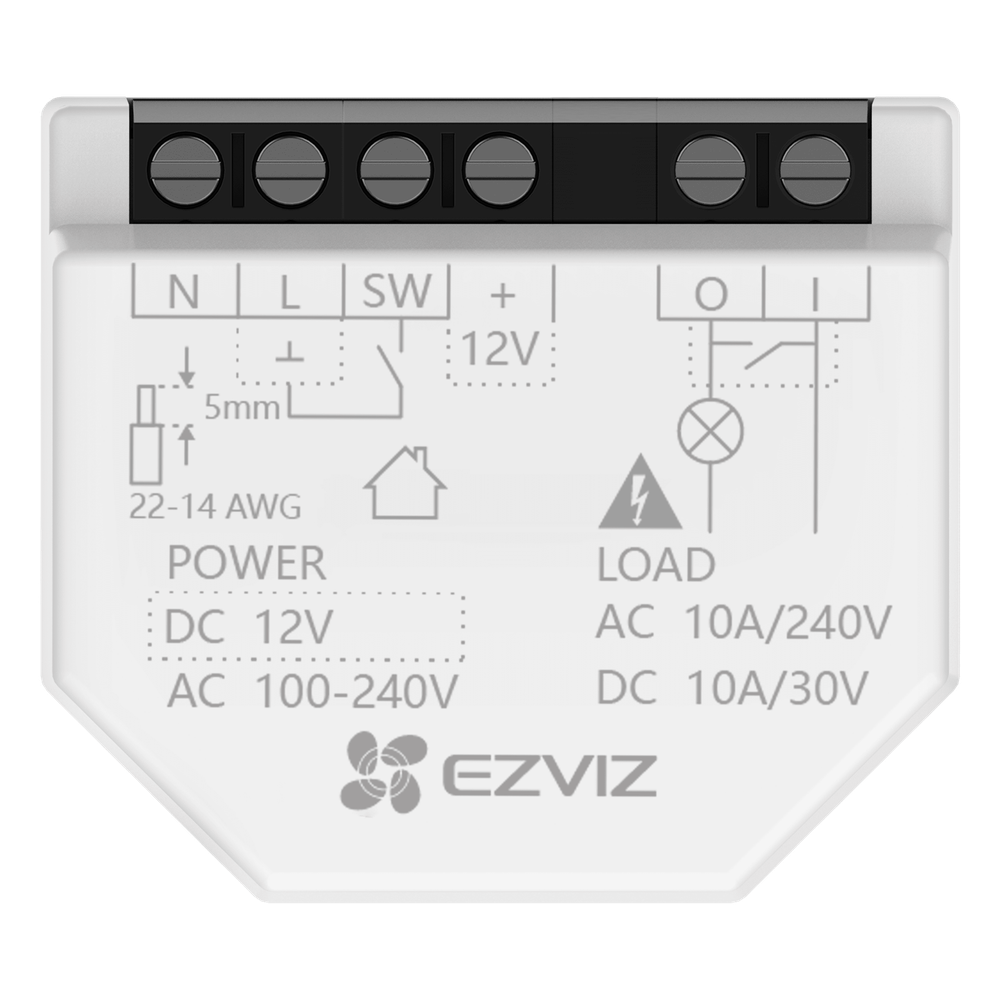 Relé Inteligente Wi-Fi, CS-T35-R100-WD, 16A 250VAC, Wi-Fi 6 y BLE, Control por App EZVIZ, Compatible con Google Assistant, Amazon Alexa y Matter, Protecciones de Temperatura y Sobrecarga