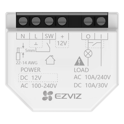 Relé Inteligente Wi-Fi, CS-T35-R100-WD, 16A 250VAC, Wi-Fi 6 y BLE, Control por App EZVIZ, Compatible con Google Assistant, Amazon Alexa y Matter, Protecciones de Temperatura y Sobrecarga