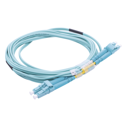 Jumper de Fibra Óptica Multimodo OM3 50/125 LC-LC OFNR (Riser), 2.0 mm, Dúplex, Aqua, 3 Metros (9.84 Pies)