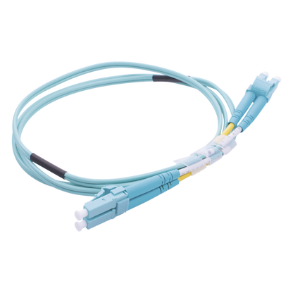 Jumper de Fibra Óptica Multimodo OM3 50/125 LC-LC OFNR (Riser), 2.0 mm, Dúplex, Aqua, 1 Metro (3.28 Pies)