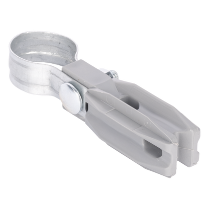 Aislador de Paso o Esquina con Abrazadera / 1 Pulgada (25 mm) / Resina Virgen 100% / Anti-Arqueo / Acero Galvanizado / Poste Cerco Eléctrico