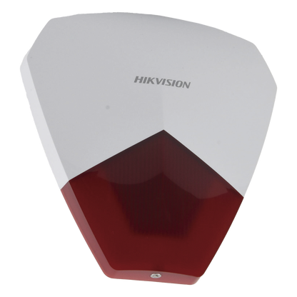 Sirena Estrobo Cableada Hikvision DS-PS1-R / 105 dB / LED Rojo / IP54 / 12V CC / Compatible con Paneles de Alarma