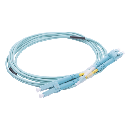Jumper de Fibra Óptica Multimodo OM3 50/125 LC-LC OFNR (Riser), 2.0 mm, Dúplex, Aqua, 2 Metros (6.56 Pies)