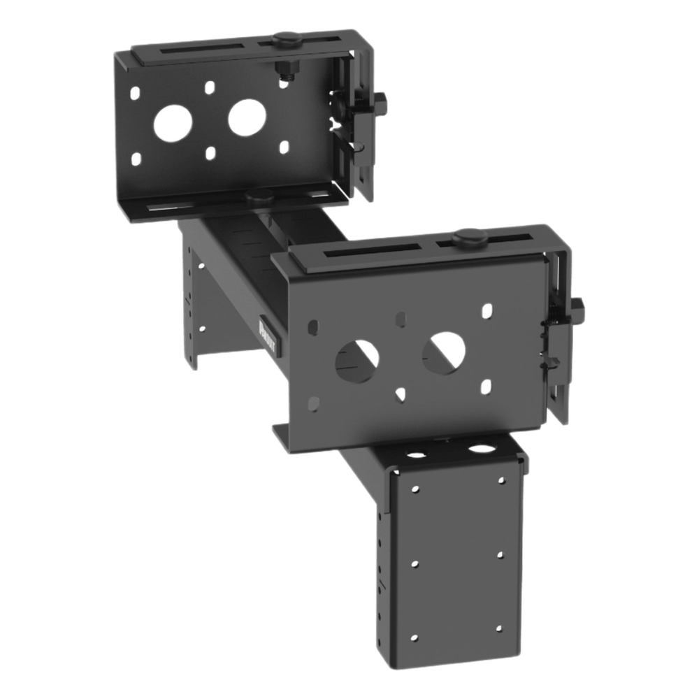 Rack de Distribución Aéreo de 2 Postes PanZone®, Rieles Roscados #12-24, de 2 UR, Color Negro