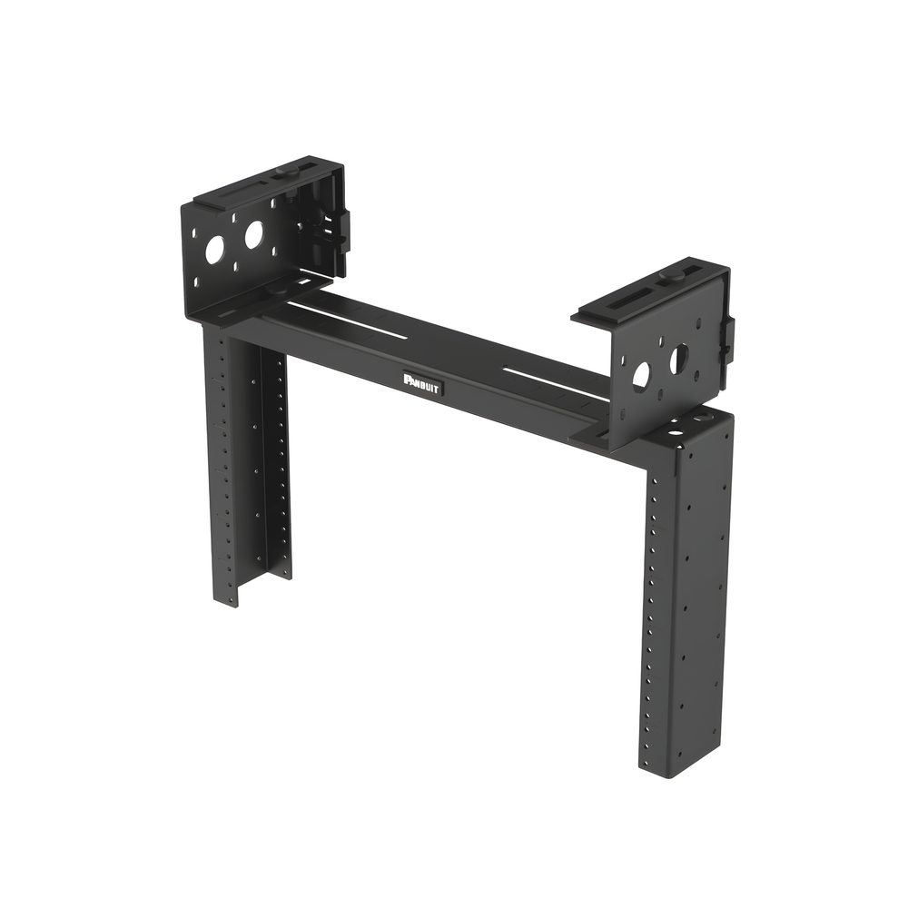 Rack de Distribución Aéreo de 2 Postes PanZone®, Rieles Roscados #12-24, de 6 UR, Color Negro