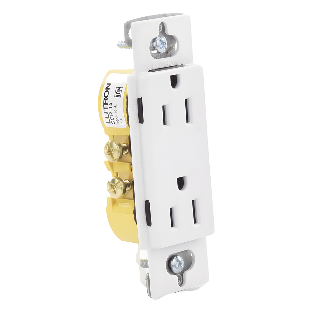 Tomacorriente dúplex 15 A 125 V de la línea Claro y Satin Colors en color Snow, para caja de pared estándar, placa se vende por separado