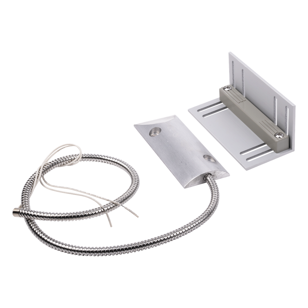 Contacto Magnético para Piso Uso Rudo / GAP 75 mm (3 in) / Cable Blindado 55 cm / Placa de Montaje en L / 12 VCC