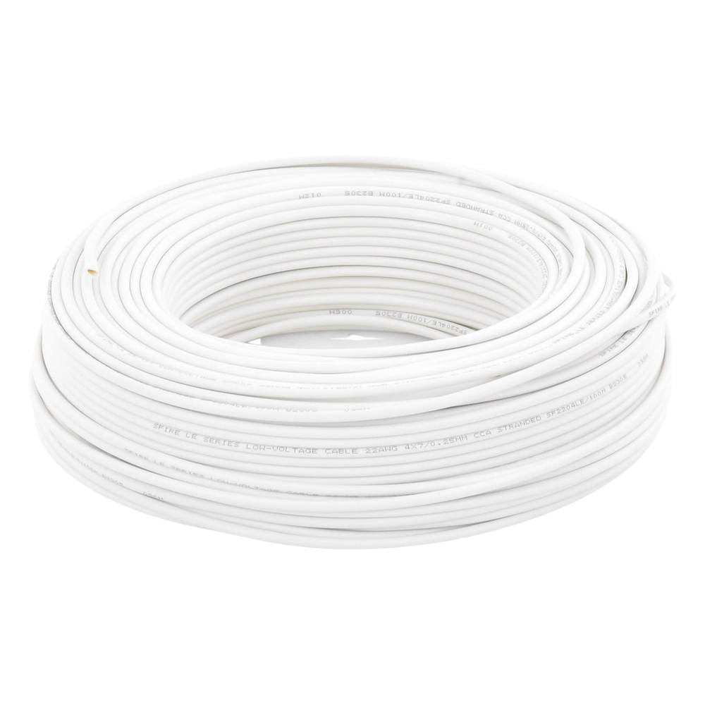 Bobina de 100 m (328 ft) / Cable para Alarma 4x22 AWG / CCA / Blanco