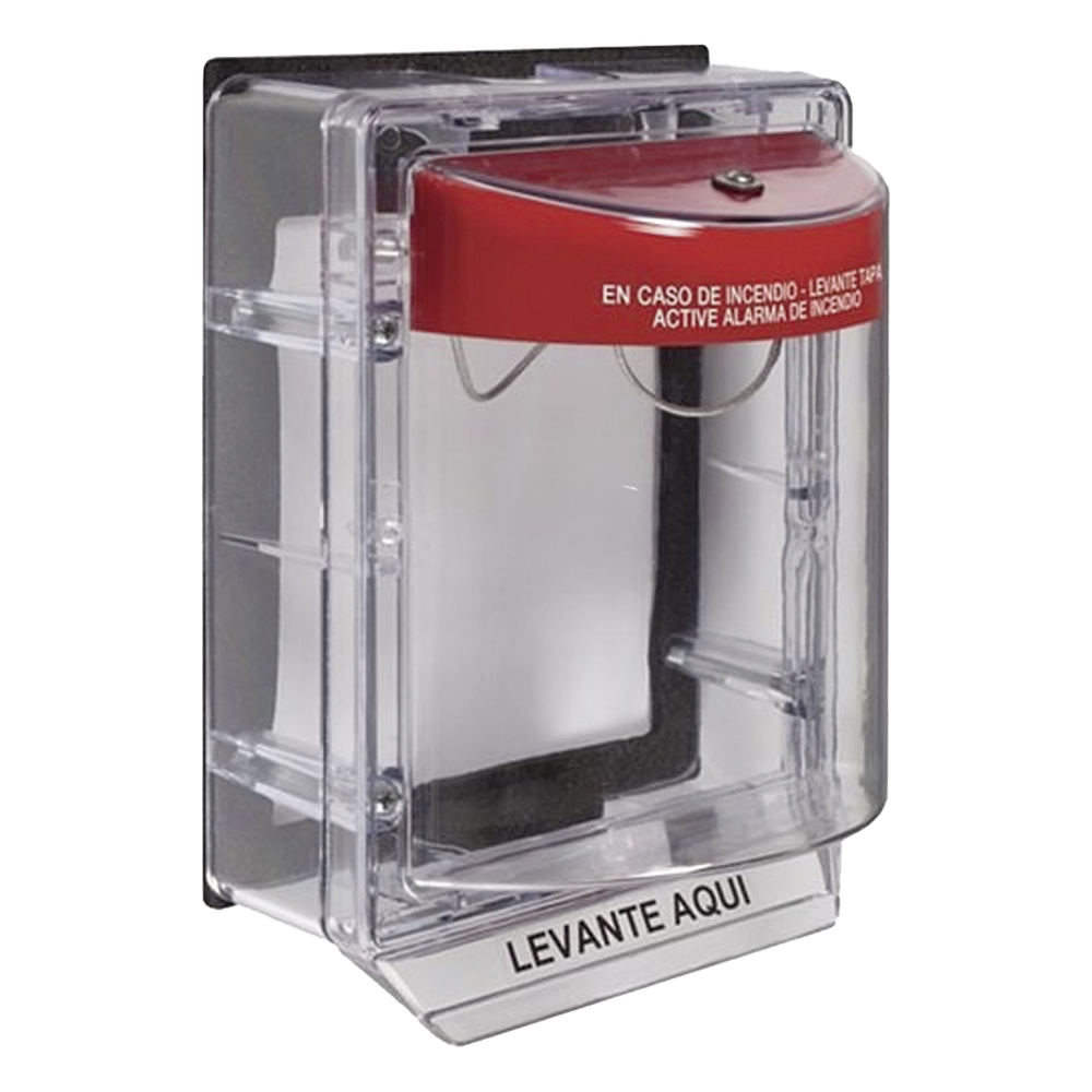 Cubierta Protectora de Policarbonato Serie Stopper IIÆ, Con Bocina, Con Espaciador, Montaje Empotrado, Etiqueta en Español, IP54